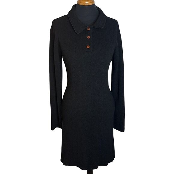 Y2K GAP Sweater Dress Collared Sz L Wool Blend Capsule Made in Italy Witchy Goth - Picture 1 of 8